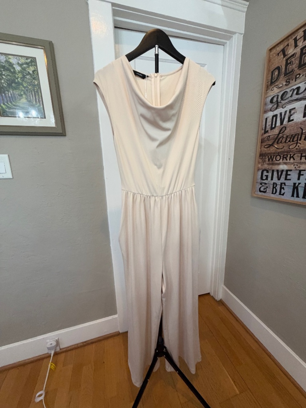 NWT Dokotoo Cowl Neck Wide Leg Jumpsuit - Apricot Ribbed Small